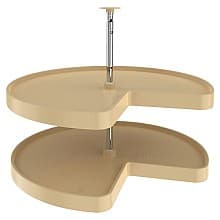 LD-2472 32" Kidney 2 Tray Lazy Susan Set, Almond