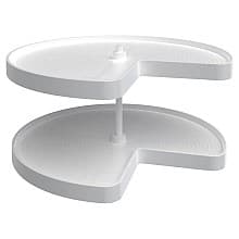 LD-2472 32" Kidney 2 Tray Bottom Mount Lazy Susan Set, White