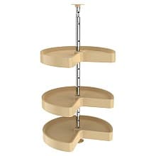 LD-2473 18" Kidney 3 Tray Lazy Susan, Almond