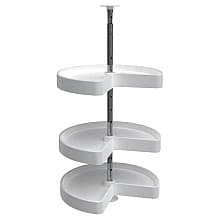 LD-2473 18" Kidney 3 Tray Lazy Susan, White