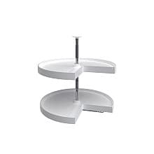 LD-2942 28" Pie-Cut 2 Tray Lazy Susan Set with Hardware, White