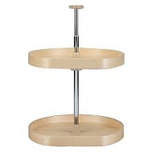 4BW D-Shape 2 Tray Wood Lazy Susan