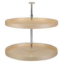 4BW D-Shape 2 Tray Wood Lazy Susan