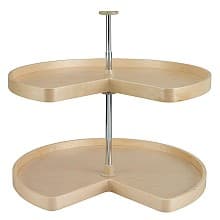 4BW Kidney 2 Tray Wood Lazy Susan