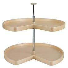 4BW 32" Kidney 2 Tray Wood Lazy Susan