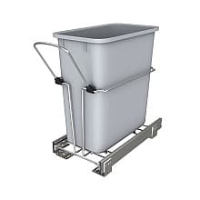 Single 20 QT Bottom-Mount Waste Container Pullout, for 12" Base Cabinets, Gray