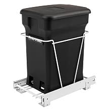 Single 24 QT Bottom-Mount Waste Container Pullout, Black