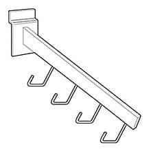 12" RVS94 Slatwall J-Hook Faceout with 4 Hooks, Polished Chrome