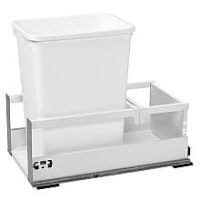 Single 50 QT Bottom-Mount Waste Container Pullout, TANDEMBOX BLUMOTION Soft-Closing, White