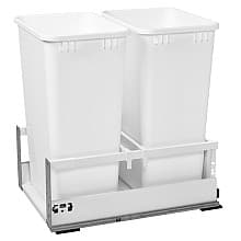 Double 50 QT Bottom-Mount Waste Container, BLUMOTION TANDEMBOX Soft-Closing for 15" Cabinet Opening, White