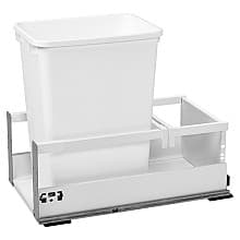 Single 50 QT Bottom-Mount Waste Container Pullout, TANDEMBOX, Soft-Closing and Servo-Drive, White