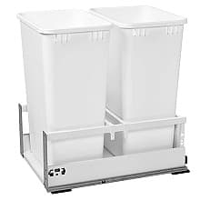 Double 35 QT Bottom-Mount Waste Container with BLUMOTION TANDEMBOX Servo Drive for 15" Cabinet Opening, White