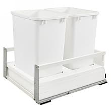 Double 35 QT Bottom-Mount Waste Container with BLUMOTION TANDEMBOX Servo Drive for 18" Cabinet Opening, White