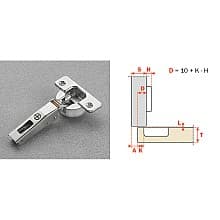 Silentia+ 94° Opening Standard Hinge with Soft-Closing, 1/2" Overlay, Nickel, Dowelled