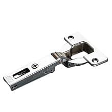 Series F 94° Opening Thick Door Hinge, 52mm Bore Pattern, Self-Closing, Full Overlay, Nickel-Plated, Screw-On