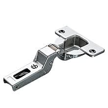 Series F 94° Opening Thick Door Hinge, 52mm Bore Pattern, Self-Closing, Half Overlay, Nickel-Plated, Screw-On