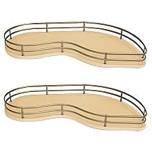 2-Tier Fly Moon Blind Corner Organizer Shelf Kit for 21" Cabinet Opening, Champagne/Maple