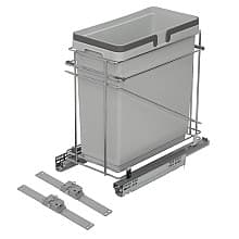 Single 35 QT Bottom-Mount Waste Container Pullout with Soft-Closing, Gray