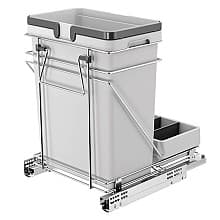 Single 32 QT Bottom-Mount Waste Container Pullout with Rear Bracket for 15" Cabinet Opening, Gray