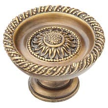 1-3/4" Sunflower Round Cabinet Knob, Estate Dover
