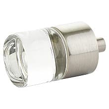 7/8" City Lights Cylinder Glass Cabinet Knob, Satin Nickel