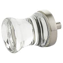 1-1/8" City Lights Concave Glass Cabinet Knob, Satin Nickel