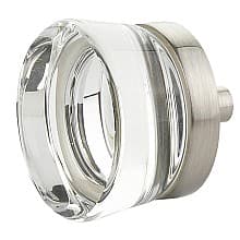 1-3/8" City Lights Flat Disc Glass Cabinet Knob, Satin Nickel