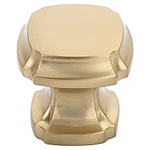 1-3/8" Empire Square Cabinet Knob, Signature Satin Brass