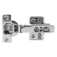 101° Opening Standard Euro Hinge with Catch, 19 Overlay, Stainless Steel, Screw-On