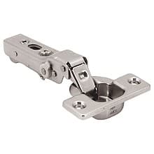 105° Opening Concealed Hinge, Adjustable Soft-Close, Free-Swinging, 9mm Overlay, Nickel, Screw-On