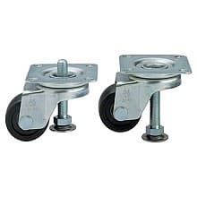 4-1/64" x 65mm Rubber Swivel Caster with Leveling Glide, Chrome