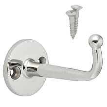 65mm x 44mm L Hook with Screws, Mirror Finish