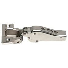 93° Opening Standard Euro Hinge, Self Closing, 5/8" Overlay, Nickel, Screw-On