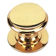 16mm Round Knob with Footed Base, Polished Brass