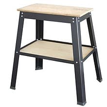 HTC Stationary Tool Table with Shelf 25" W x 14" D Black and Wood