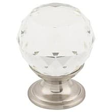 1-1/8" Crystal Knob, Brushed Satin Nickel