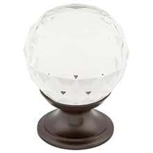 1-1/8" Clear Crystal Knob, Oil Rubbed Bronze