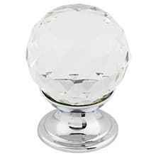 1-1/8" Crystal Knob, Polished Chrome