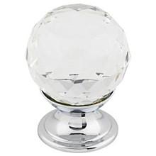 1-3/8" Crystal Knob, Polished Chrome