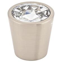 1-1/16" Clear Crystal Center Knob, Brushed Satin Nickel