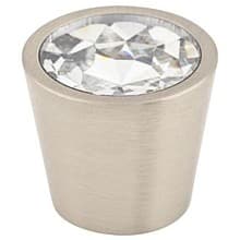 13/16" Clear Crystal Center Knob, Brushed Satin Nickel