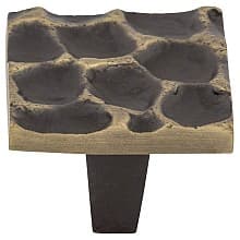 1-3/8" Cobblestone Square Knob, Brass Antique