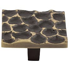 1-15/16" Cobblestone Square Knob, Brass Antique