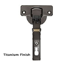 Series N 94° Opening Thick Door Hinge, 52mm Bore Pattern, Full Overlay Hinge, Self-Closing, Screw-On, Titanium