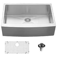 Elite Stainless Steel Farmhouse/Apron Front 16G Single Bowl Kitchen Sink Kit, 33" x 22-1/4" x 10"