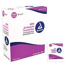 Dynarex 5" x 7" Non-Alcohol Anti-Bacterial First Aid Wipes (100/Box)