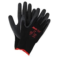 Rubber/Nylon Palm Coated String Knit Gloves, Black