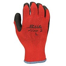 Large Cotton Knit/Rubber Palm Coated Work Gloves, Red/Black