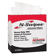 N-Swipes® Heavy-Duty Industrial Wiper, White, 9" x 17" (90/Box)