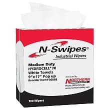 N-Swipes® Medium-Duty Industrial Wiper, White, 9" x 17" (100/Box)